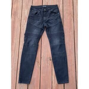 Victorious Jeans Men's 30x30 Black Distressed Ruched Skinny Stretch Denim